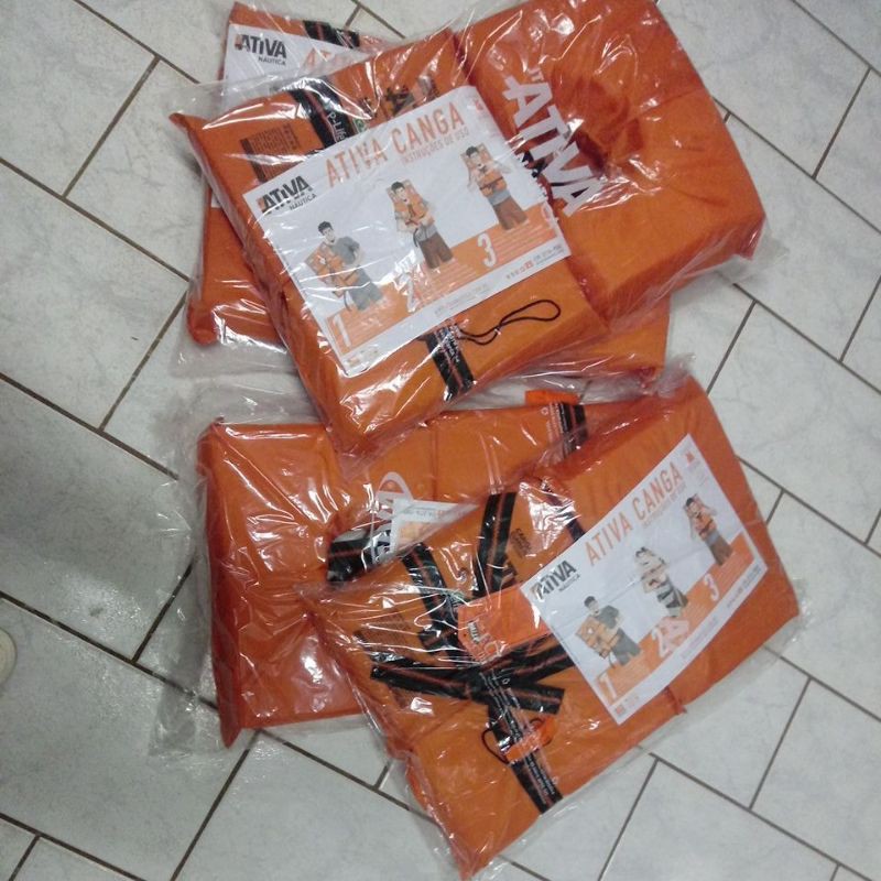 kit com 4 Coletes sendo 2 tamanho G + 2 tamanho GG Salva Vidas Homologado Classe 3 Ativa em Oferta na Shopee