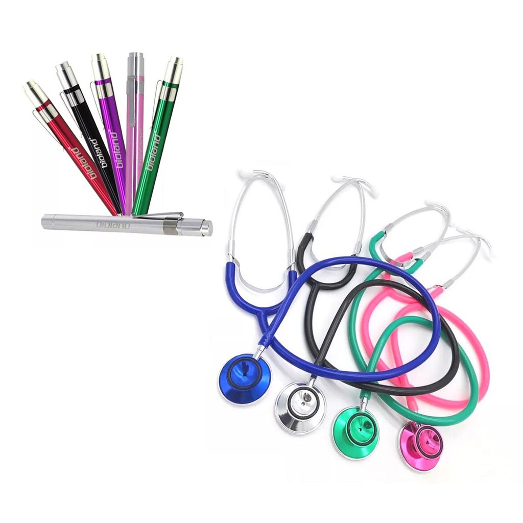 Kit Estetoscópio Duplo E100d Original Bioland + Lanterna Led