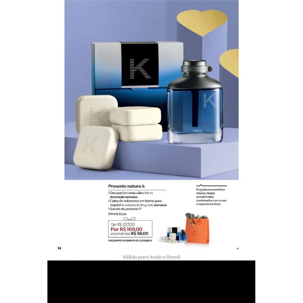 Kit K Natura K Deo Parfum de 100ml com caixa 4 sabonetes de 90g cada |  Shopee Brasil