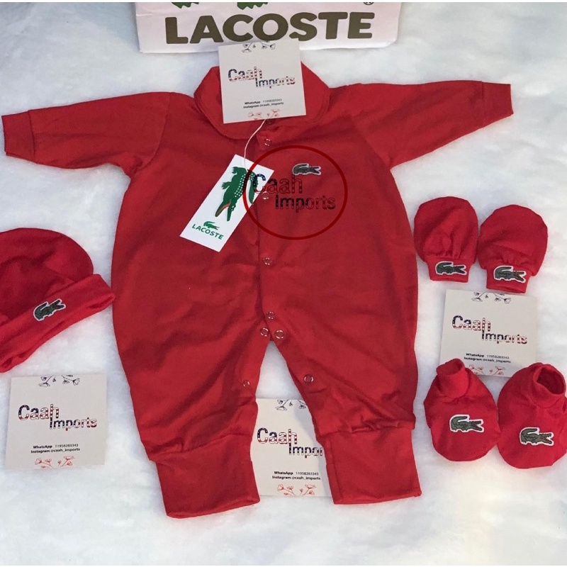 Kit Macacao Bebe Preto E Vermelho Lacoste Shopee Brasil