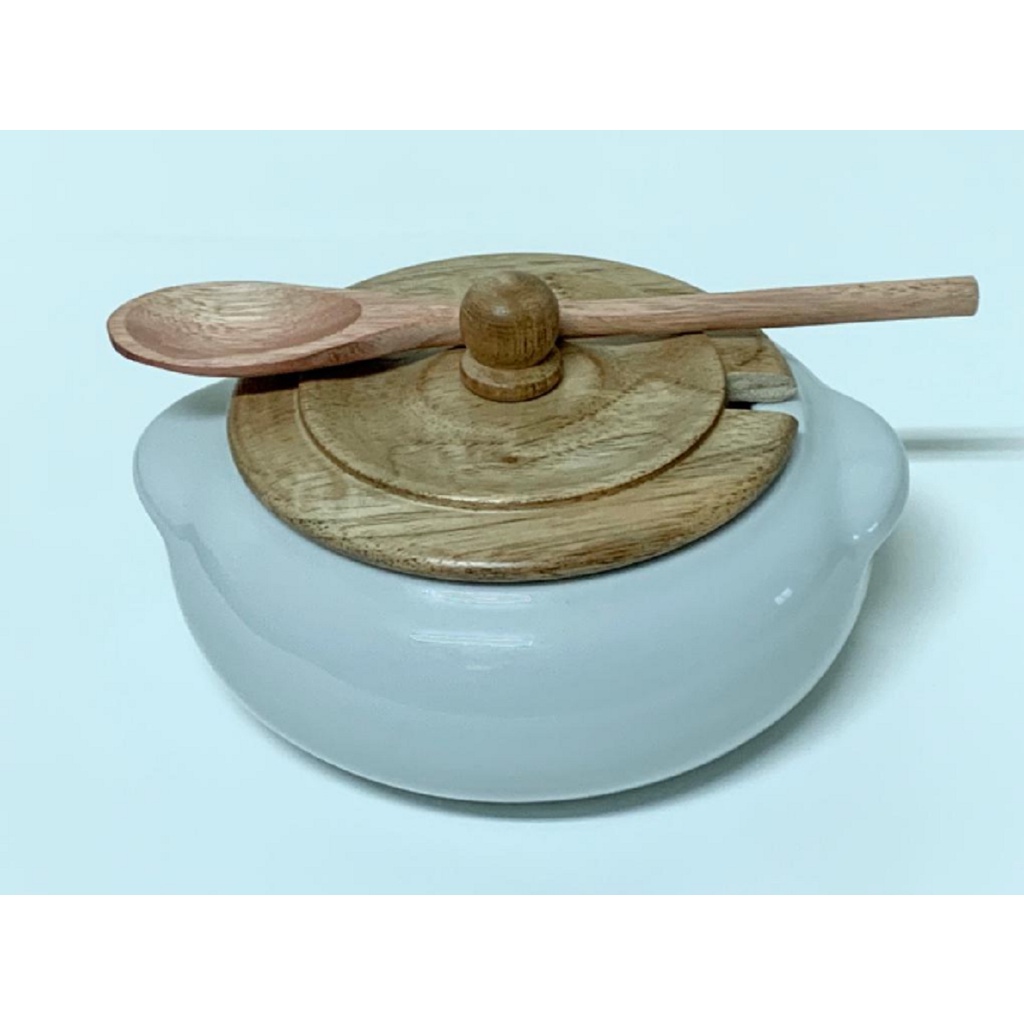 Farinheira Tampa/colher Madeira 500ml Porcelana em Oferta na Shopee