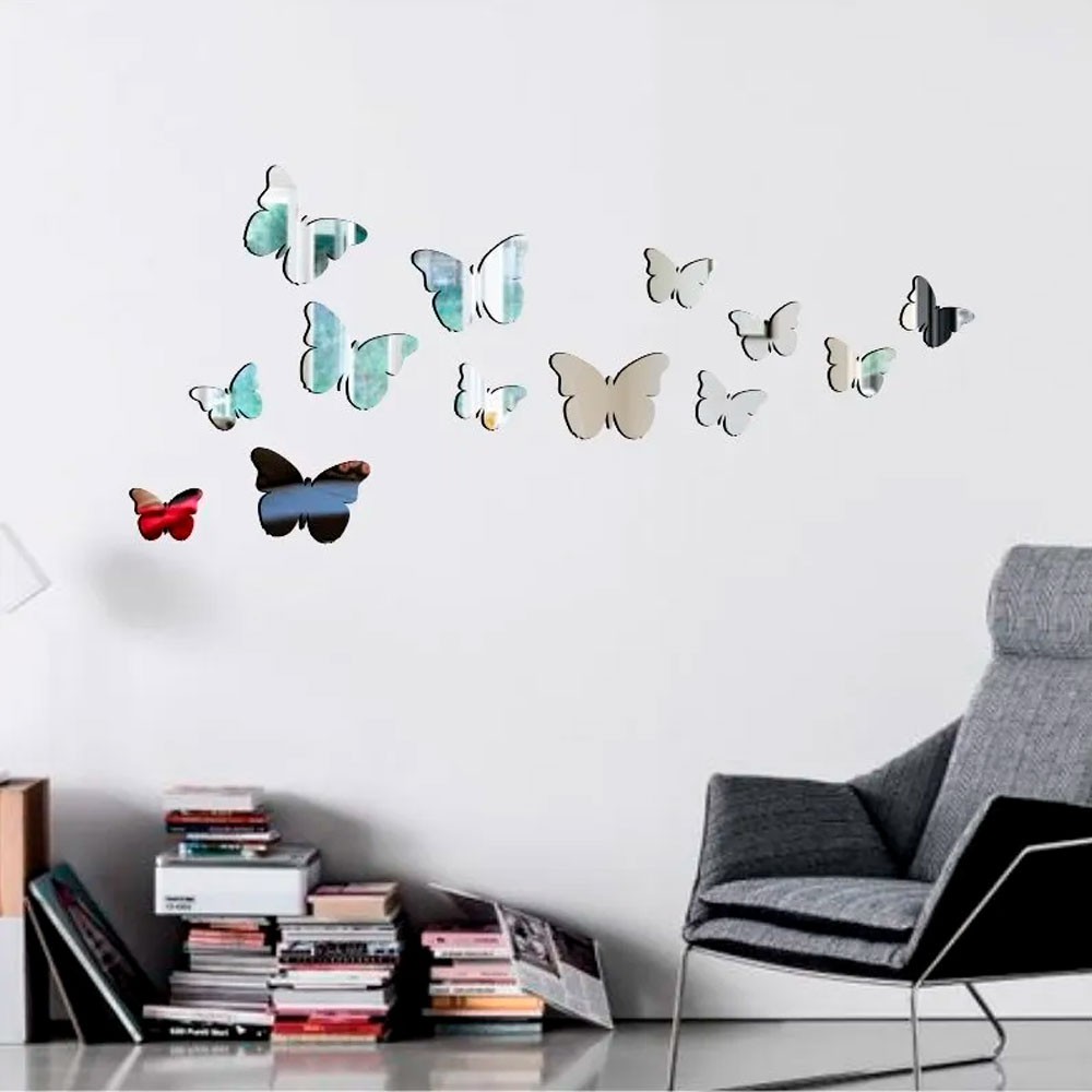 Espelho Para Decoração Borboletas Para Quarto Sala Cozinha 13 Unidades em Oferta na Shopee