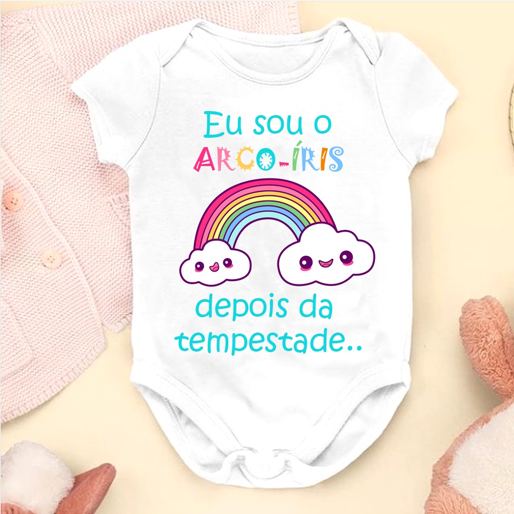 Body Bebê Baby Personalizado Frase Eu sou o arco íris depois da tempestade  | Shopee Brasil