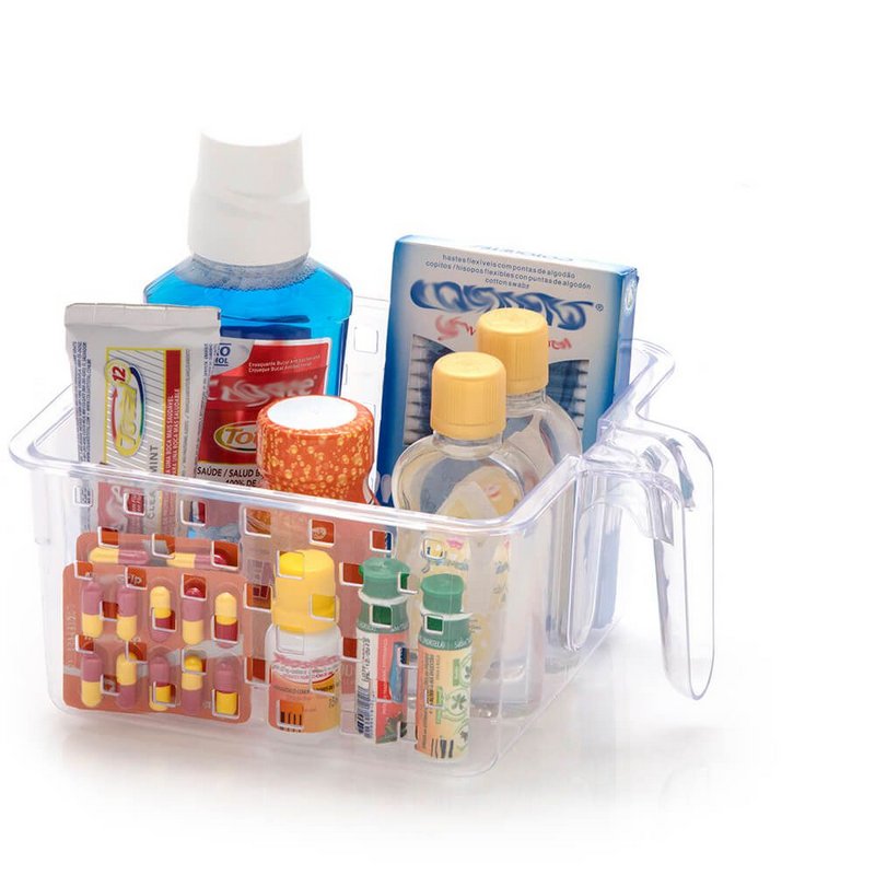 Cesto Organizador Com Alça Cristal Pequeno em Oferta na Shopee