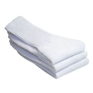 Meias Masculina Kit 12 Pares Cano Alto Longo Sport Algodão branca