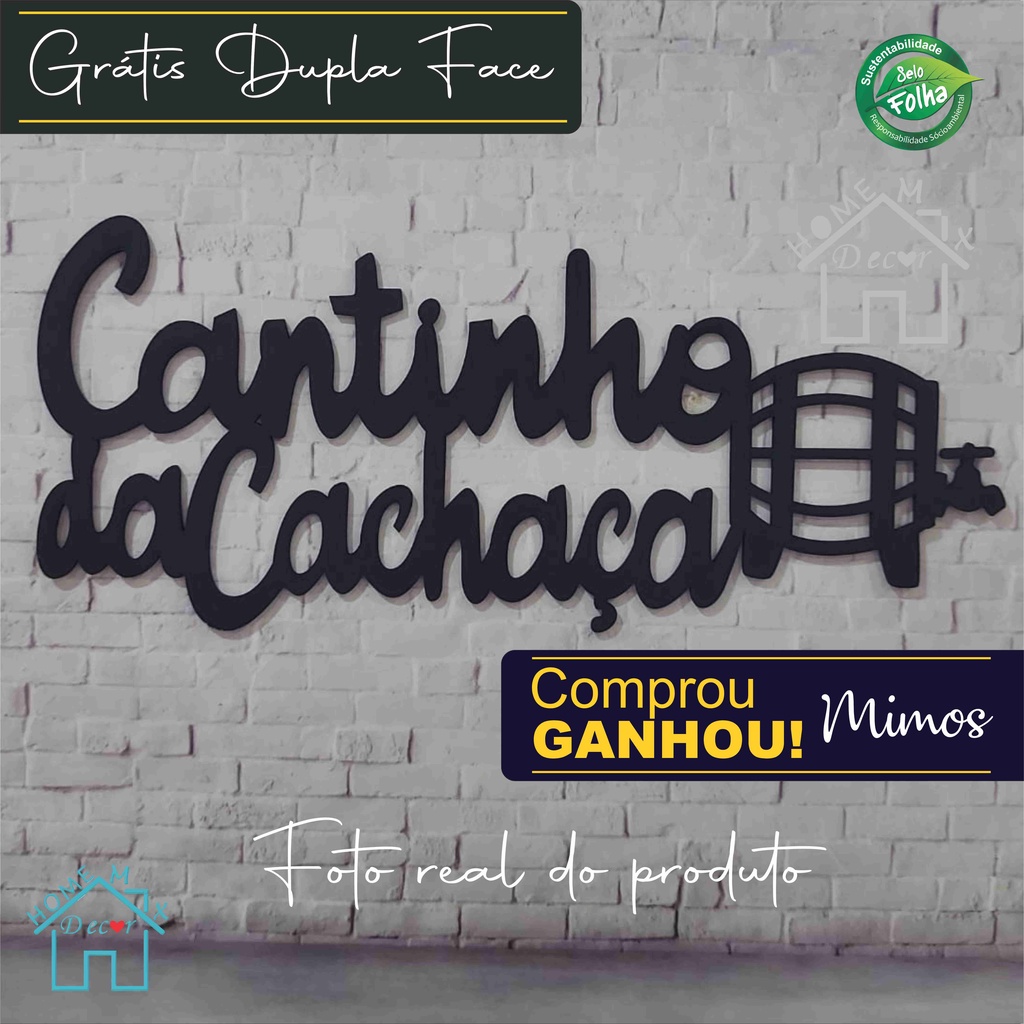 Placa Decorativo Cantinho Da Cachaça Madeira Mdf Bar Decoração de parede