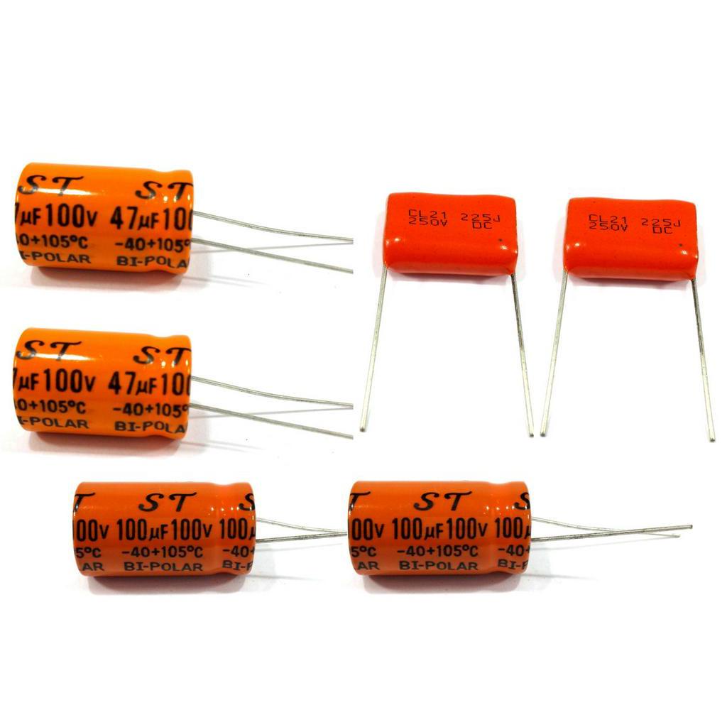 2 Capacitor 47x100, 2 Bipolar 100x100 e 2 Poliester 2m2x250v Tweeter Driver Corneta Falante Som Automotivo