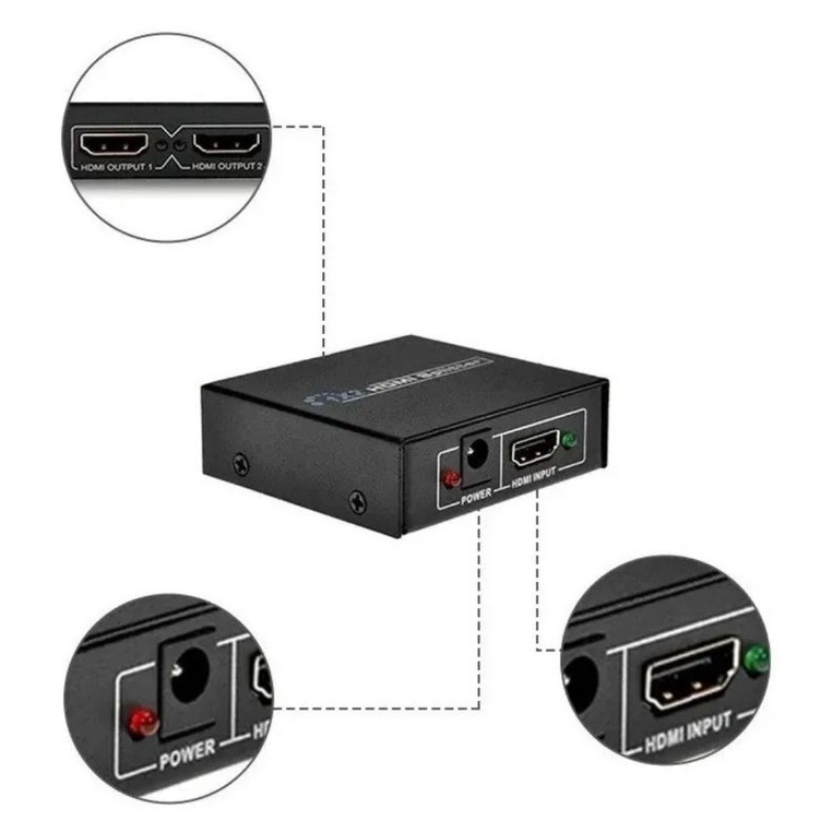 Splitter Divisor Hdmi Hdtv 1x2 1 Entrada 2 Saídas Full Hd 3d