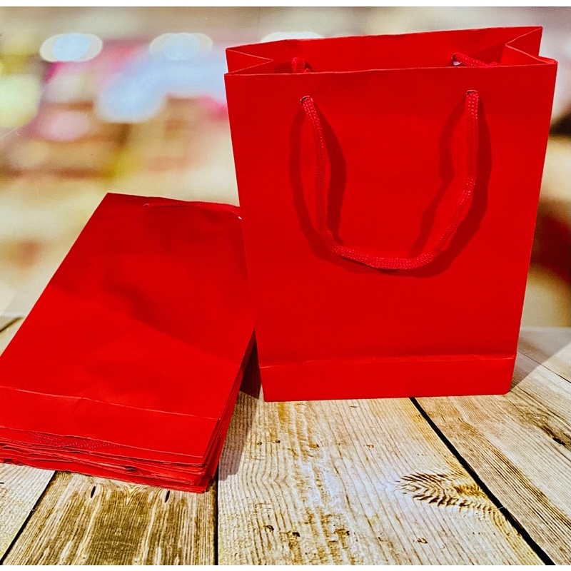 10 Sacolas De Papel 23x16x6 cm vermeha Presente Bolsa Festa - Stationery