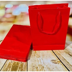 10 Sacolas De Papel 23x16x6 cm VERMELHA Presente Bolsa Festa (CHOCO)