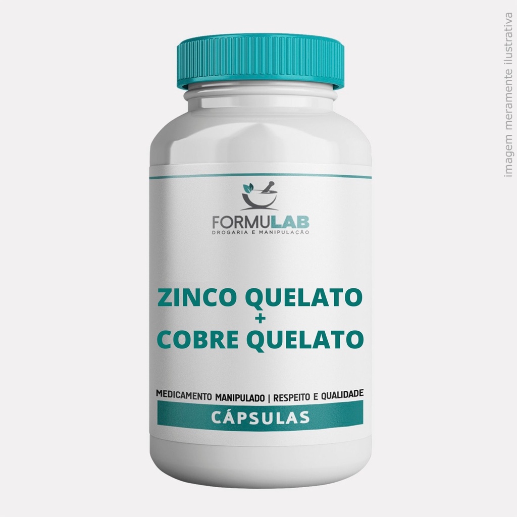 Zinco Quelato 30mg + Cobre Quelato 2mg - Contém 60 Cápsulas