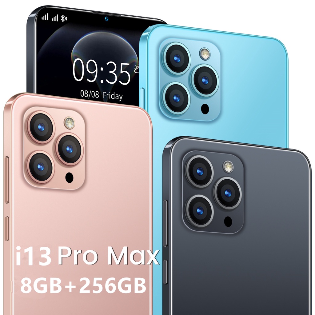 i13 Pro Max Smartphone 6.7inch 8GB RAM 256GB ROM Camera Face&Screen Fingerprint Unlock Dual SIM Card Mobilephone