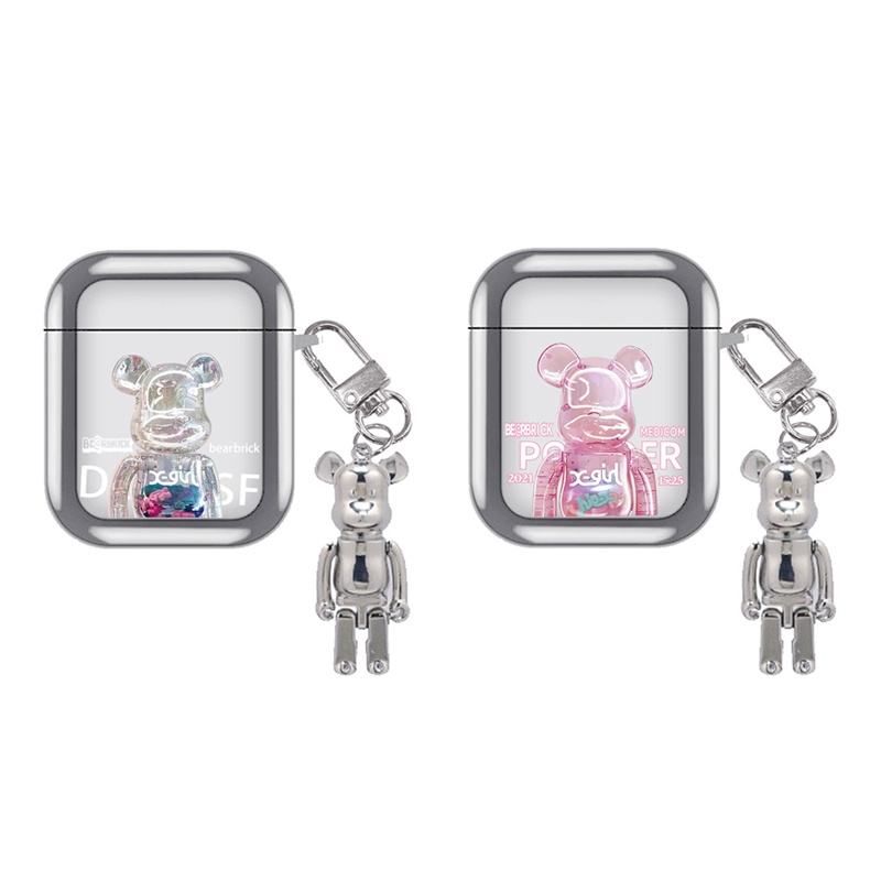 Moda B E A R I C K AirPods Prata Rosa Gen 3 Estojo Para Apple 1 2 Pro IPhone TWS Bluetooth Earbuds Acessórios