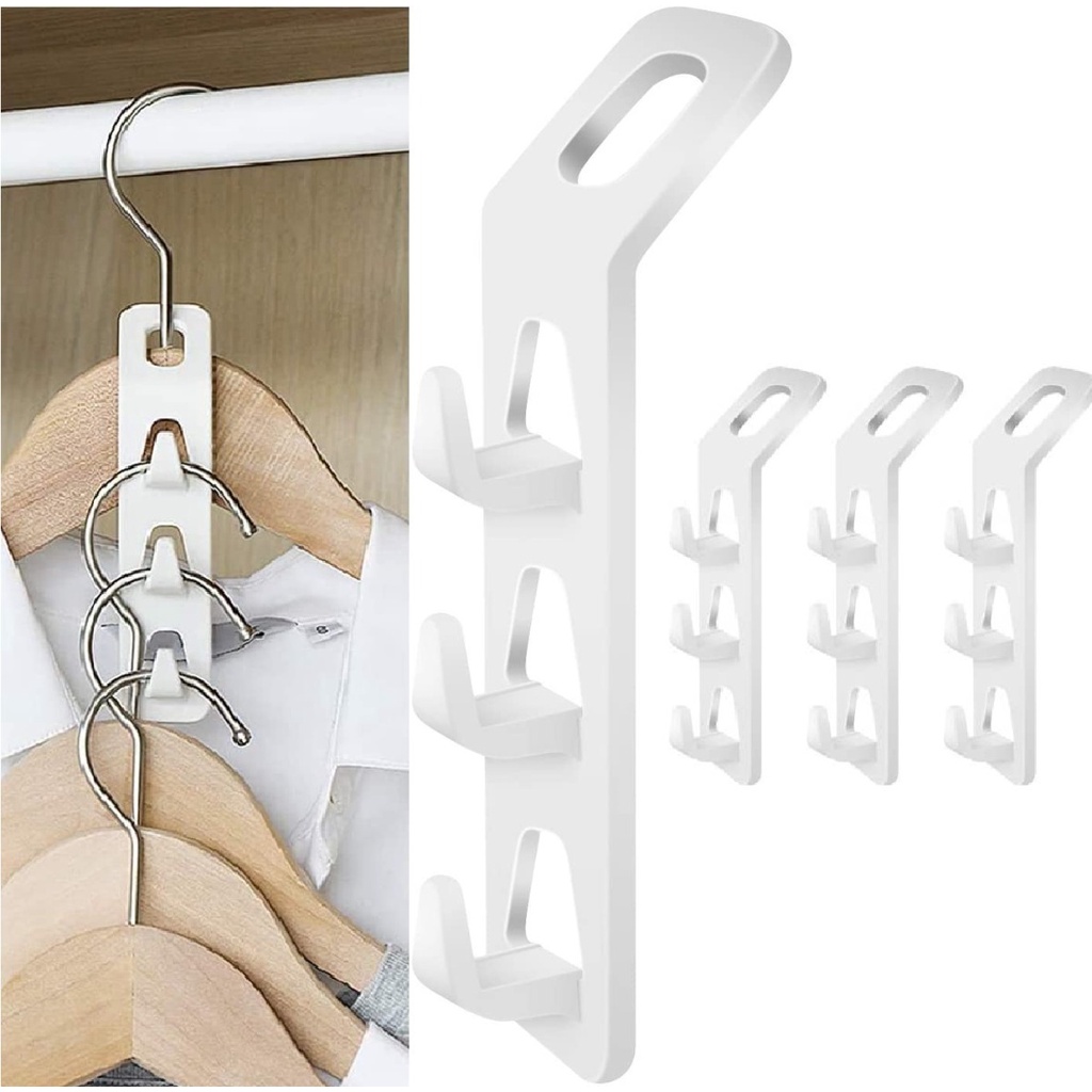 Kit 4 Cabide C/ 3 Ganchos Parede Suporte Organizar Roupas