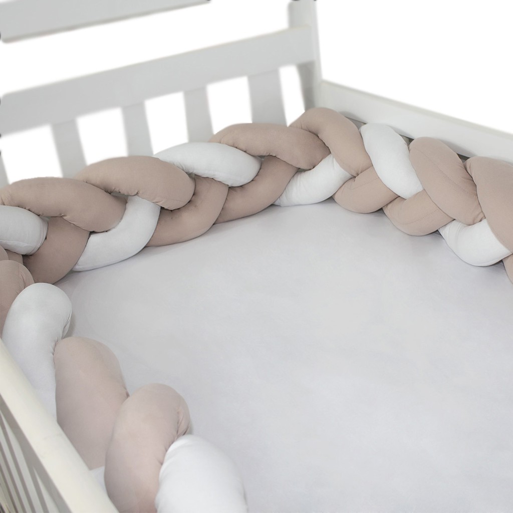 Protetor Trança Rosê Com Branco Avulsa Para Berço 4,00 Mts, Laura Baby