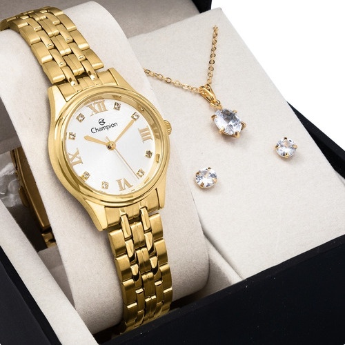 Kit Relógio Champion Feminino com Colar e Brincos CH24900W em Oferta na Shopee