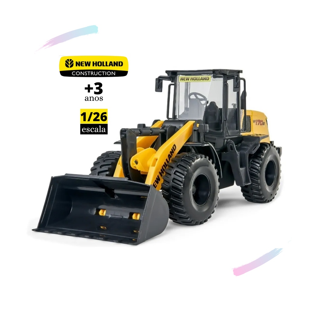 Miniatura Carregadeira New Holland Pneus Emborrachados Usual Brinquedos