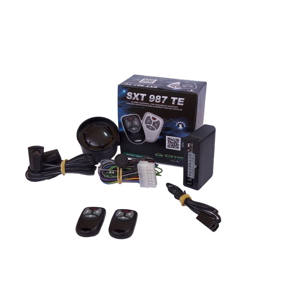 Alarme De Carro Automotivo Sistec Sxt 987 Te Universal com 2 controles e sirene