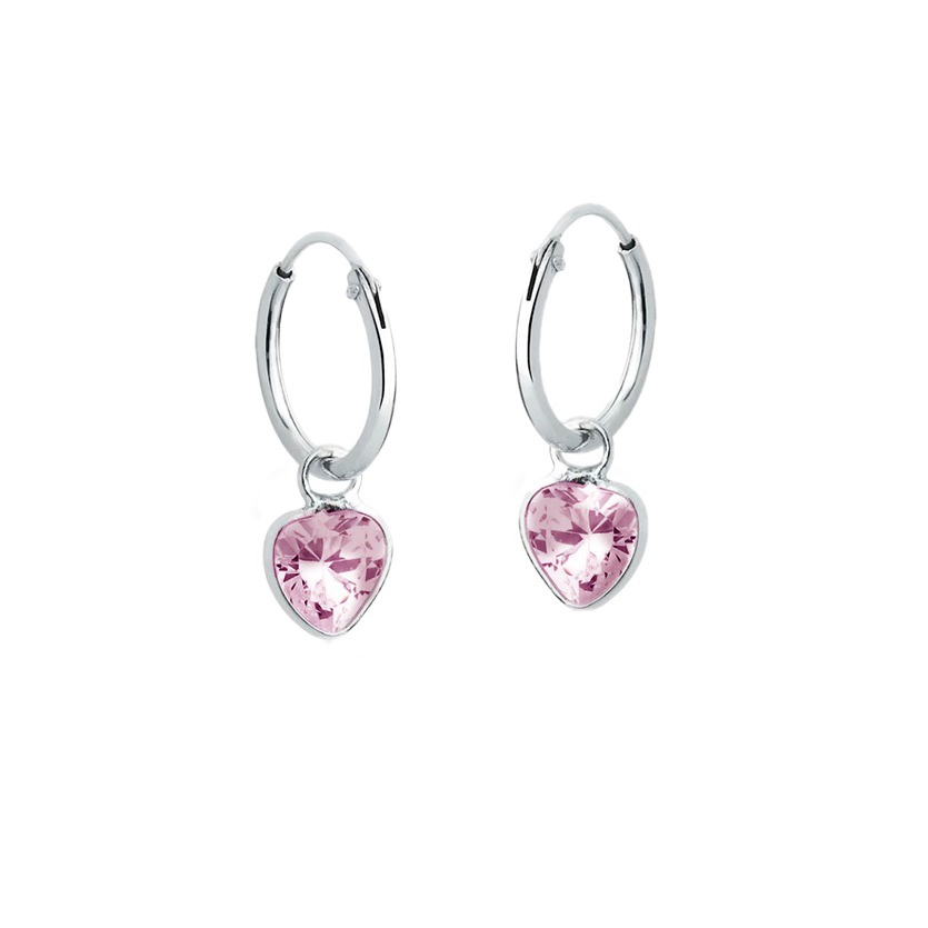 Brinco Argola de Prata 925 Argolinha Coração Ponto de Luz Rosa 6mm em Oferta na Shopee