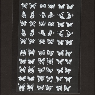 60 adesivos de unha 3D borboleta branca PRÉ PRONTO - modelo 554-2 borboletas brancas