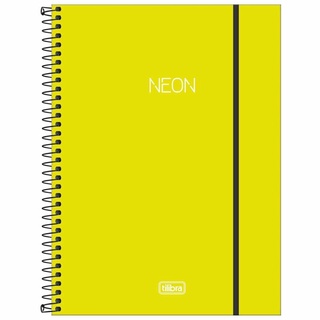 Caderno Universitário 1 Matéria Neon Verde Limão 80 Folhas Tilibra