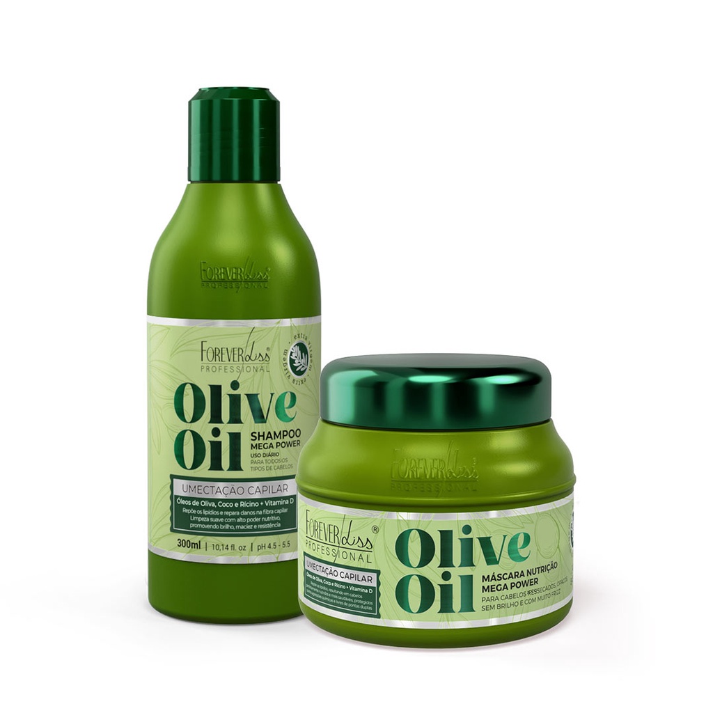 Kit Olive Oil Shampoo 300Ml E Máscara 250G Forever Liss