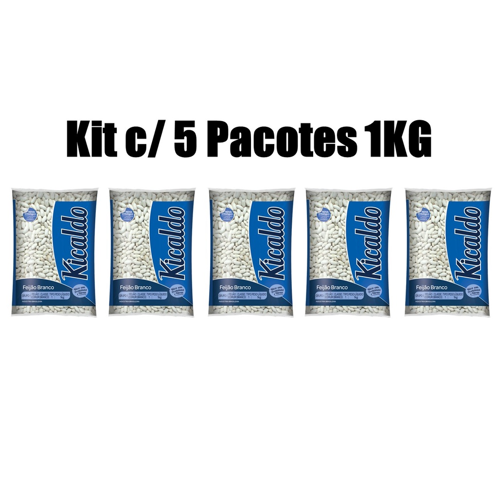 Kit 5 Pacotes Feijão Branco - 1kg - Kicaldo - Food & Beverages