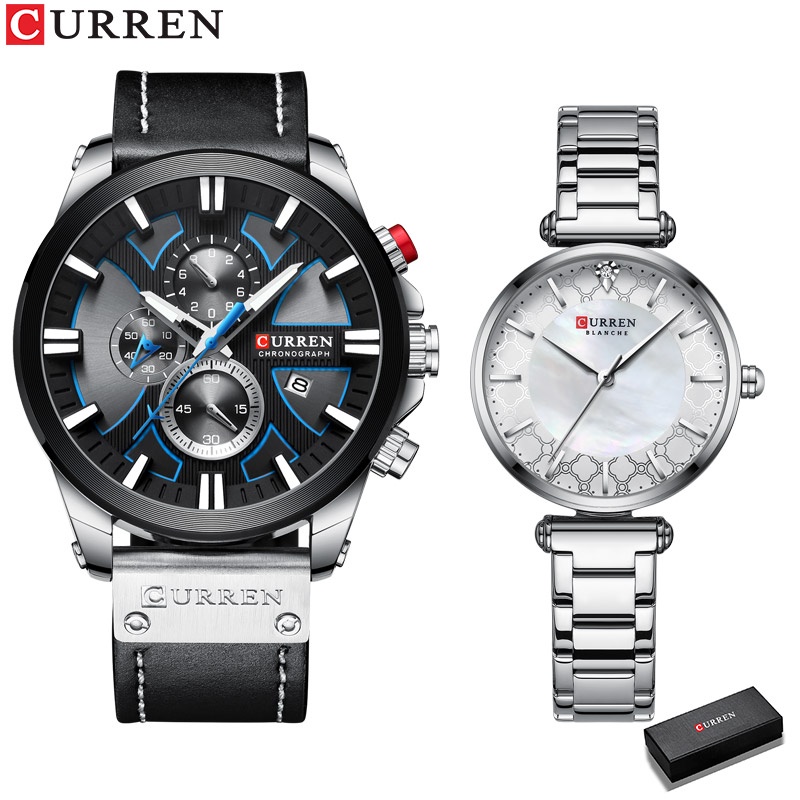 CURREN Fashion Chronograph Homens Relógio Esportivo De Quartzo À Prova D'água Couro Modelo 8346 9072 - Watches