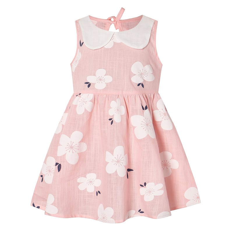 Vestidos De Menina Vestido Infantil Feminino Florido De Algodão E Linho Respirável De 1-6 Anos