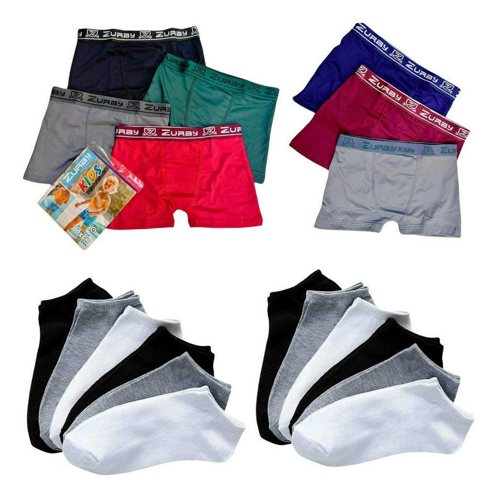 Kit 10 Cueca Infantil E 12 Pares De Meia Infantil