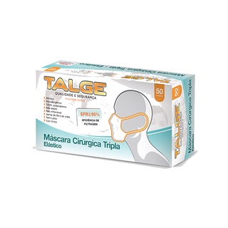 Máscara Descartável em Tnt Tripla Camada Talge Com 50 Und.