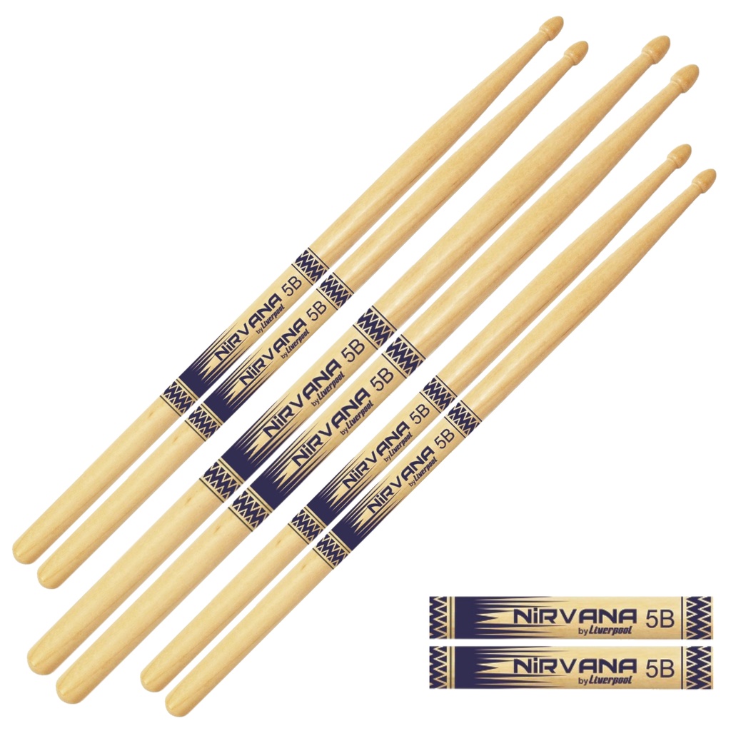 Kit Baquetas Bateria 5B Nirvana Para Rock Pop Worship 03 Pares Liverpool