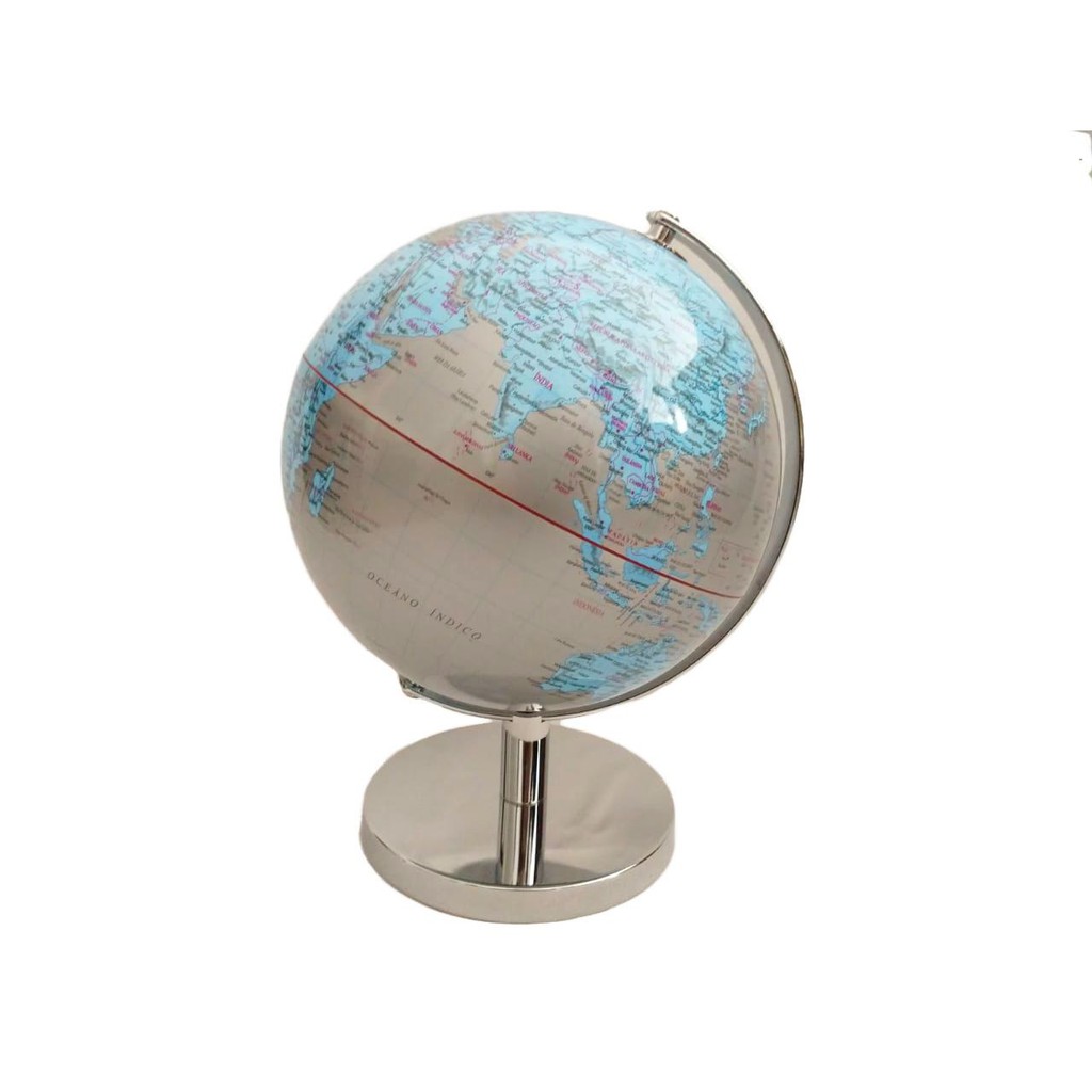Globo Terrestre De Mesa Cinza E Azul - Pequeno
