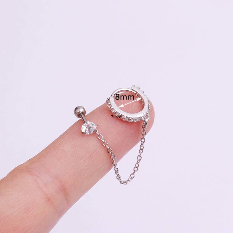 1 Conjunto De Brincos Pendurados Com Borla De Helix / Brinco Dourado / Prateado De 6mm / 8mm