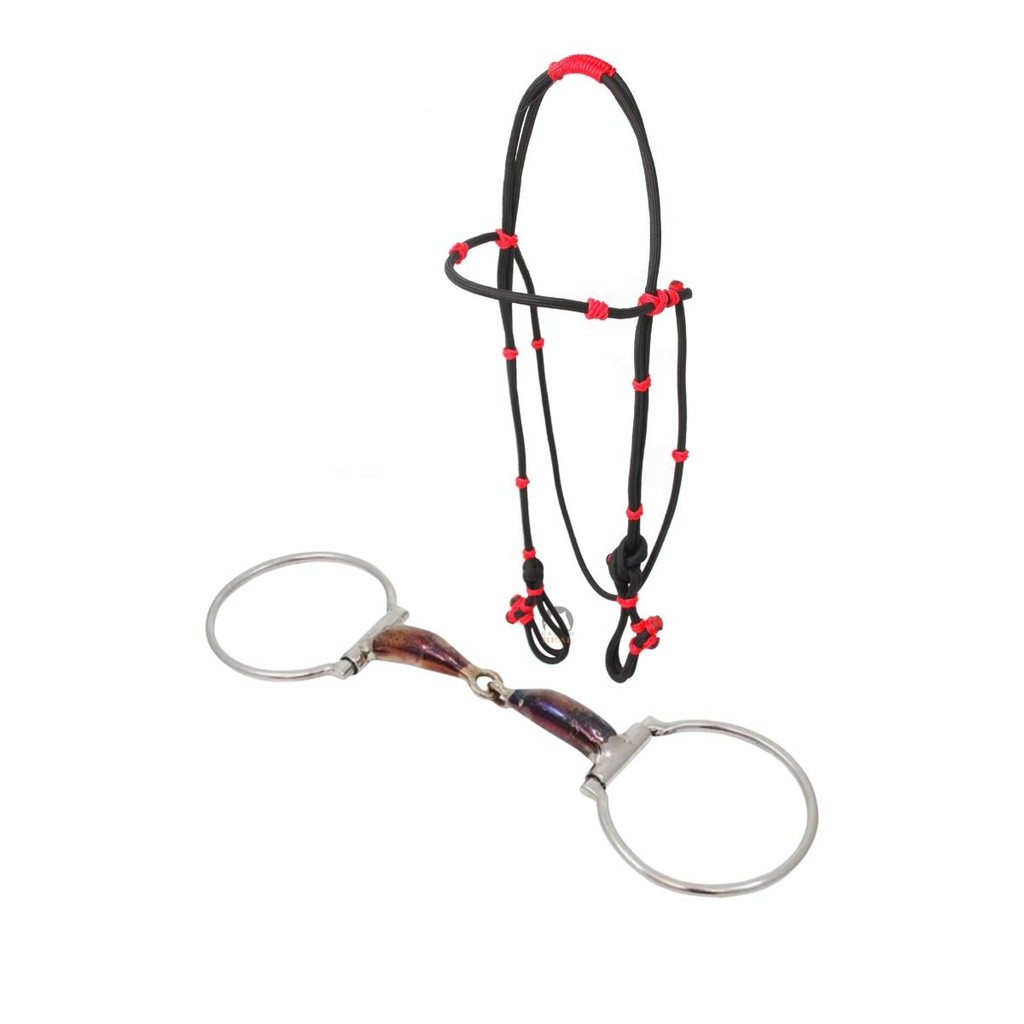Cabeçada De Corda Para Cavalo + Bridão D Inox Bocal Grosso de Ferro