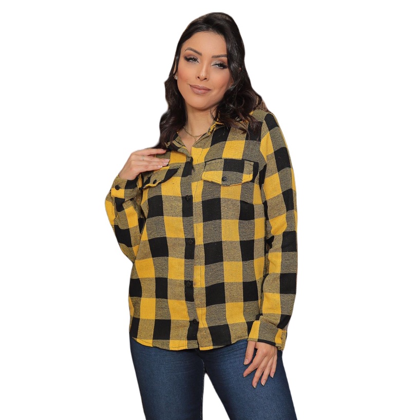 Camisete Feminino Manga Longa Xadrez Festa Junina Sku:cfx10