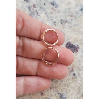 Par brinco argola fecho click tamanho 14mm banhado ouro rose ideal para conch