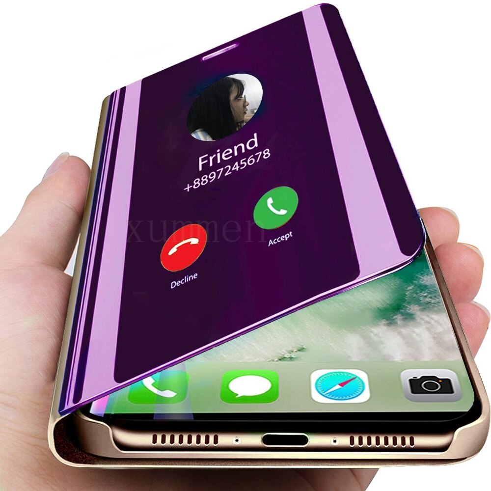 Capinha Capa Adequada Samsung Galaxy A12 A13 A14 A05 A05S A55 A35 De Espelho De Eletrodeposição Protetora De Suporte Vertical