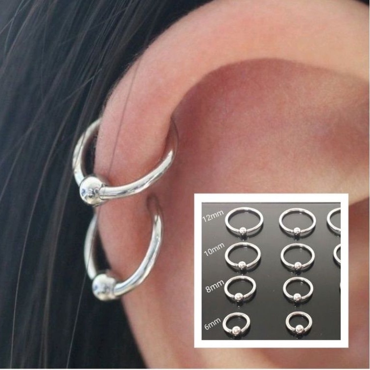 Piercing brinco para boca orelha nariz masculino feminino em Aço inoxidável  prata prateado 6mm 8mm 10mm Captive