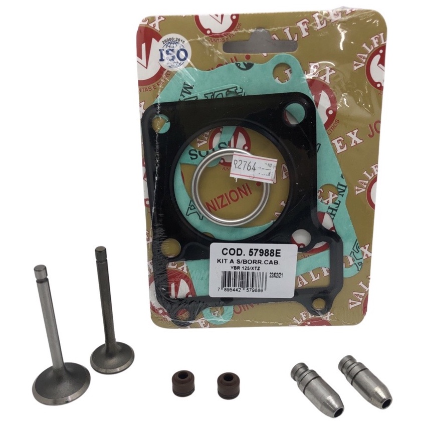 Jogo Junta Kit A + Válvulas + Guias + Retentores Válvulas Xtz 125 2004 À 2008