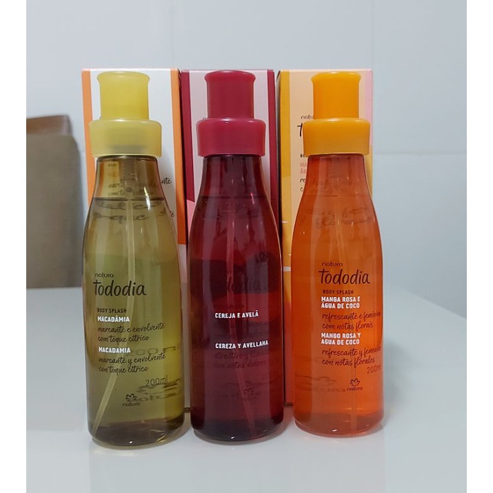 Perfume Body Splash Natura Tododia Manga Rosa e Água de Coco Macadâmia  Cereja e Avelã 200ml | Verão | Shopee Brasil