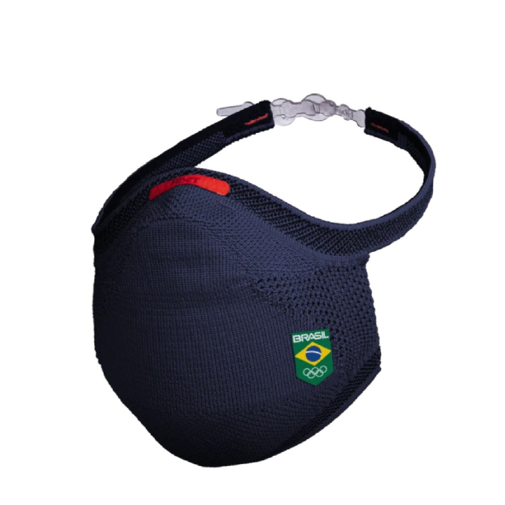 Kit Máscara FIBER Knit SPORT COB Azul Marinho + 30 Filtros de Proteção + Suporte - Original