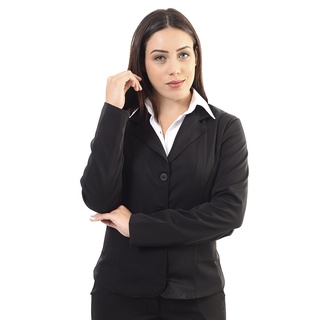 Blazer feminino social para trabalhar com elastano acinturado