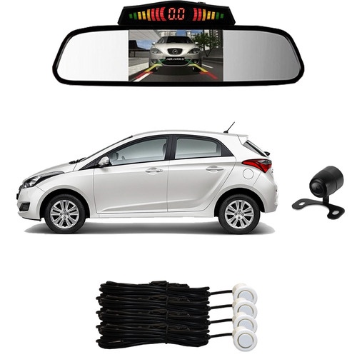 Sensor De Ré + Espelho Camera Ré Hyundai Hb20 Branco