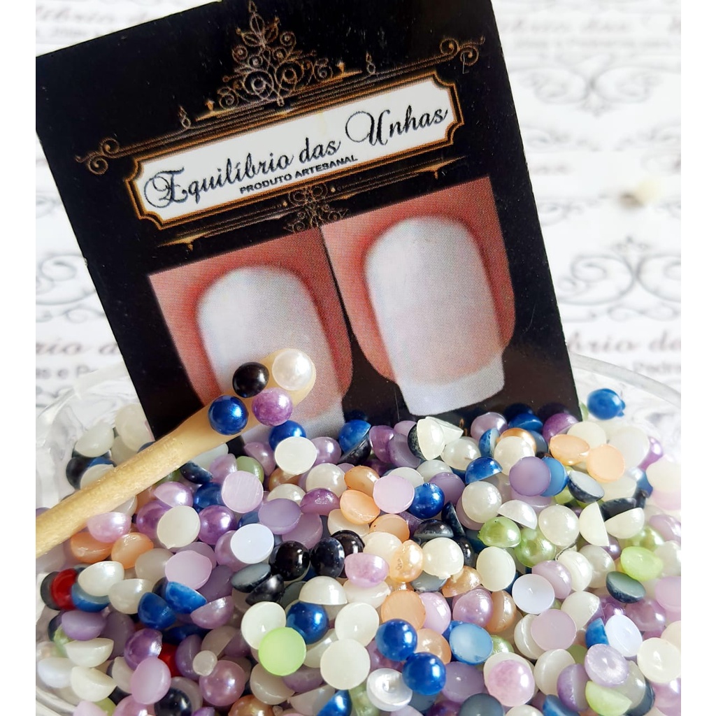 Meia Pérola mix 4mm (50un) Pedras para unhas e acessórios e nail art, joias de unha, pedrarias para unha, joias, decoração nails