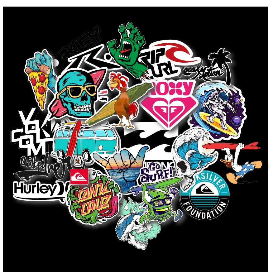 50 Adesivos Stickers Surf Praia Para Carro Moto Notebook Bike