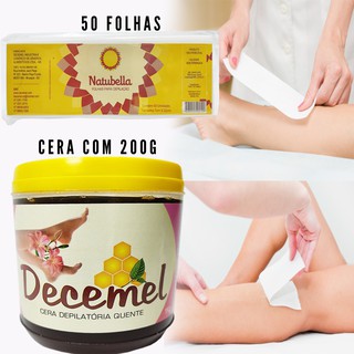 KIT Cera Depilatória de 200g + 50 Folhas de Papel TNT