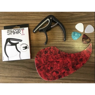 Kit Musico Capotraste Abraçadeira + Escudo Violão + Palhetas