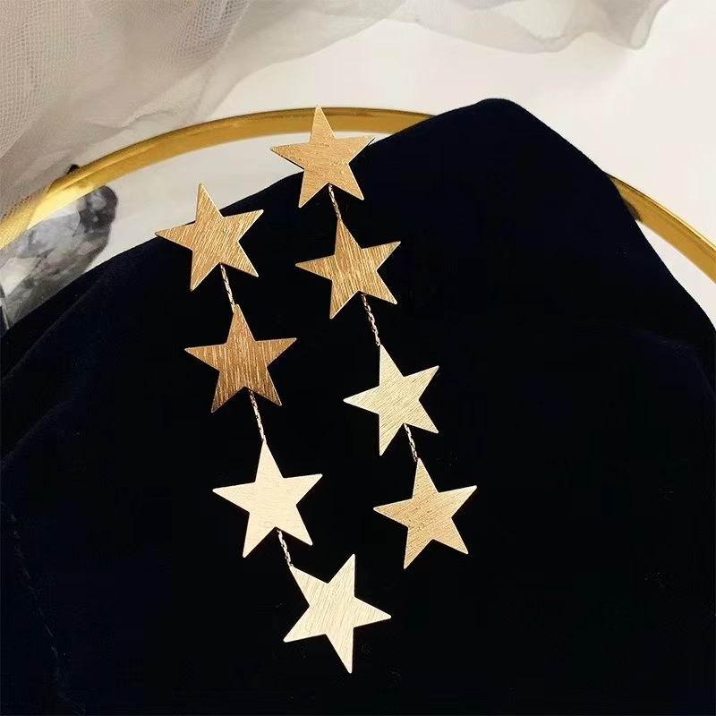 Brincos Femininos Longos Com Estrelas Várias Camadas De Ouro Etrendy em Oferta na Shopee