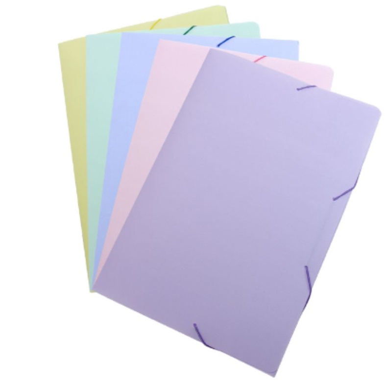Pasta Escolar Super Resistente com Aba Elástico Tom Pastel e Preta - Papelaria Material Escolar